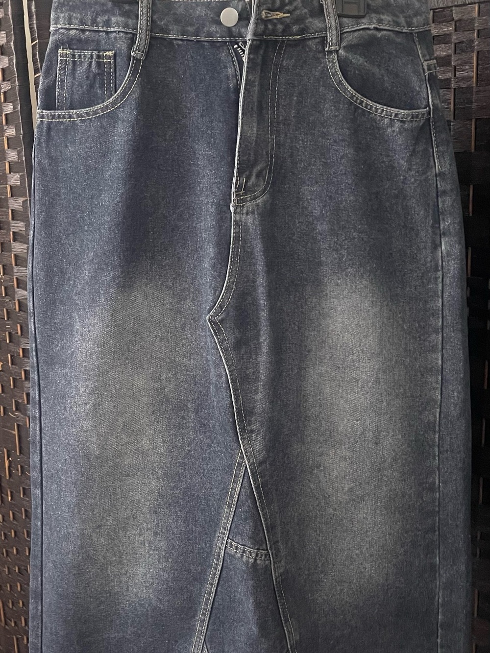Women’s Blue Jean Skirt ,Features a raw, distress frayed hem casual & edgy!